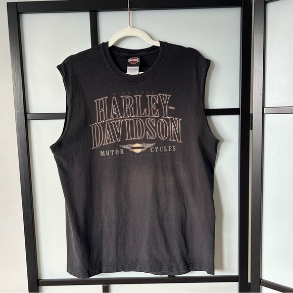 [L] Harley-Davidson Vintage Men’s Black Tank w/ Mann’s “Trust Me It’s Big” Logo - Picture 3 of 8